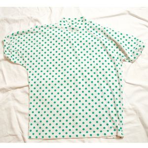 Mock Neck Green Polka Dot Tee